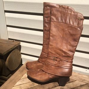 Faux Leather Heeled Boots